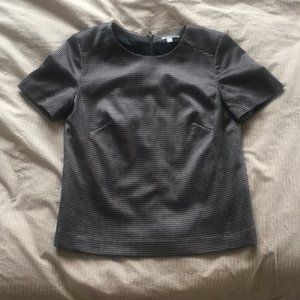 Black & Gold Weave Short Boxy Top / Exposed Zipper